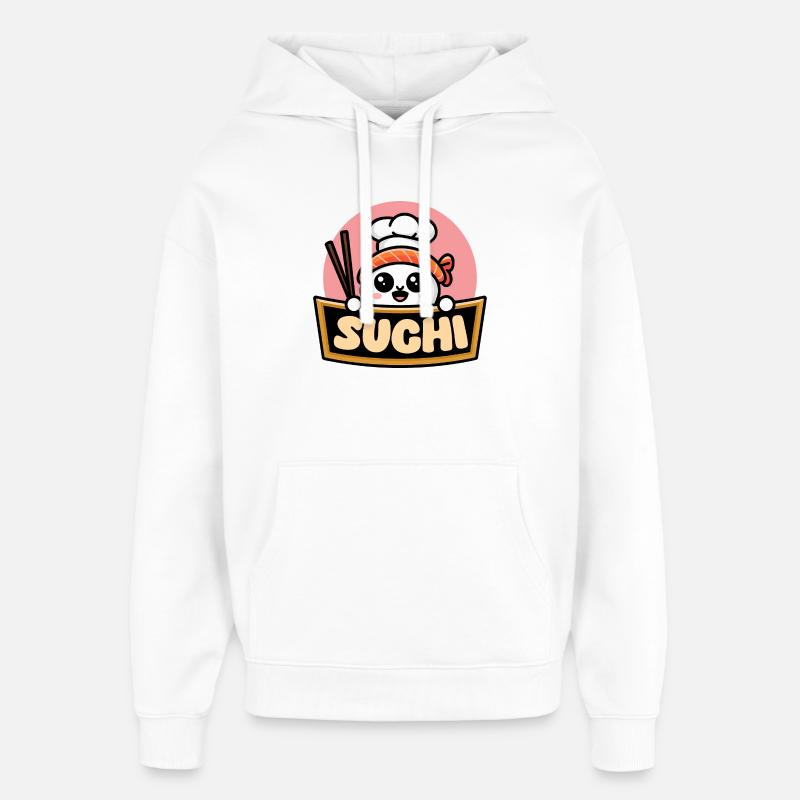 Kawaii Sushi Chef : Sushi Fun - Sweat à capuche unisexe Stanley/Stella Oversized - blanc