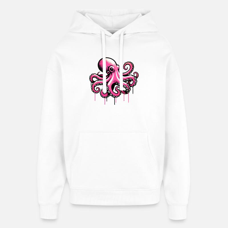 Pieuvre - Sweat à capuche unisexe Stanley/Stella Oversized - blanc