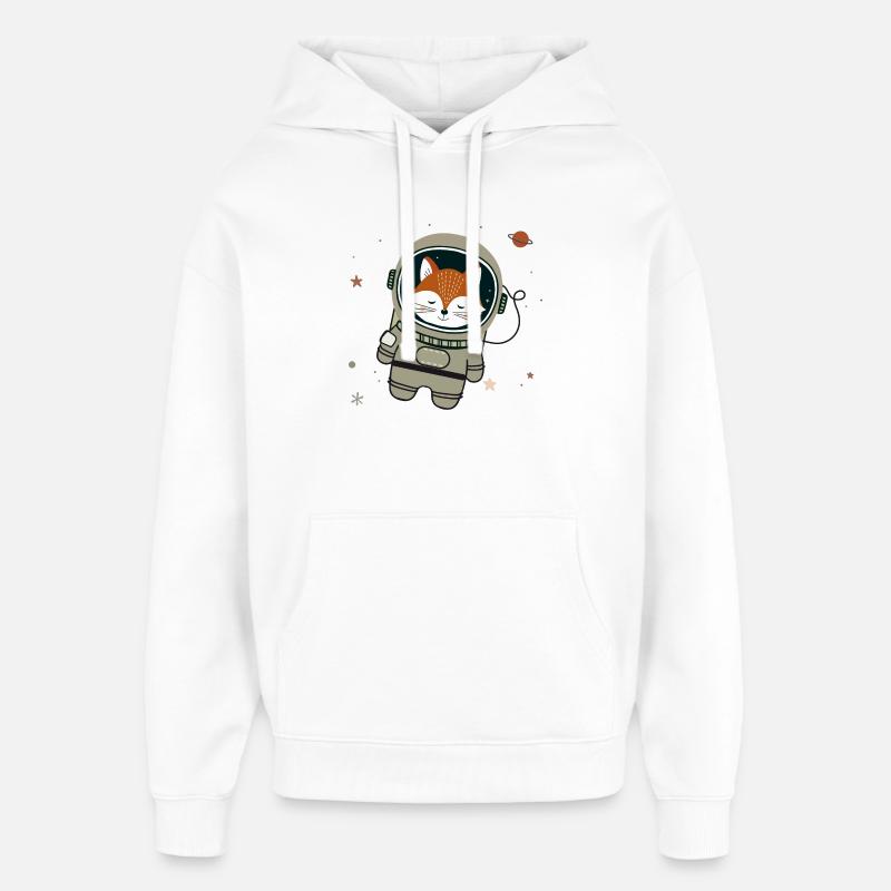 Dreaming astronaut fox in space - Oversized Unisex Hoodie by Stanley/Stella - white