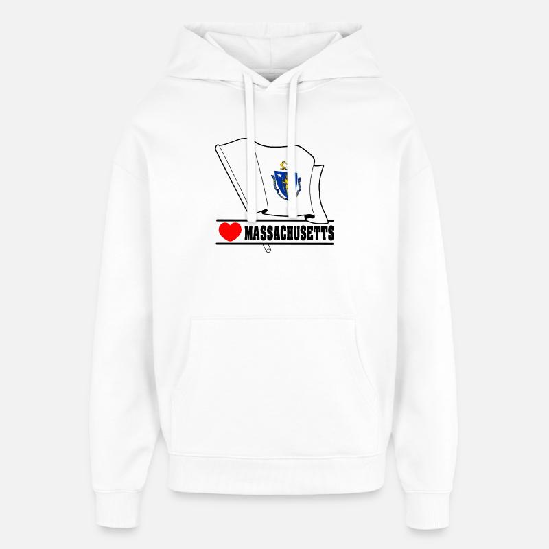 Drapeau Massachusetts coeur MASSACHUSETTS - Sweat à capuche unisexe Stanley/Stella Oversized - blanc