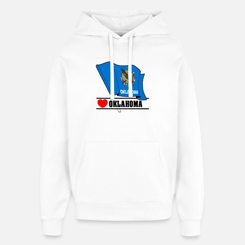 Drapeau Oklahoma coeur OKLAHOMA - Sweat à capuche unisexe Stanley/Stella Oversized - blanc