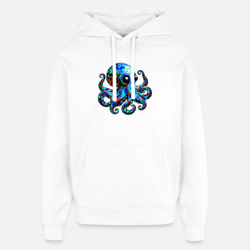 Pieuvre - Sweat à capuche unisexe Stanley/Stella Oversized - blanc