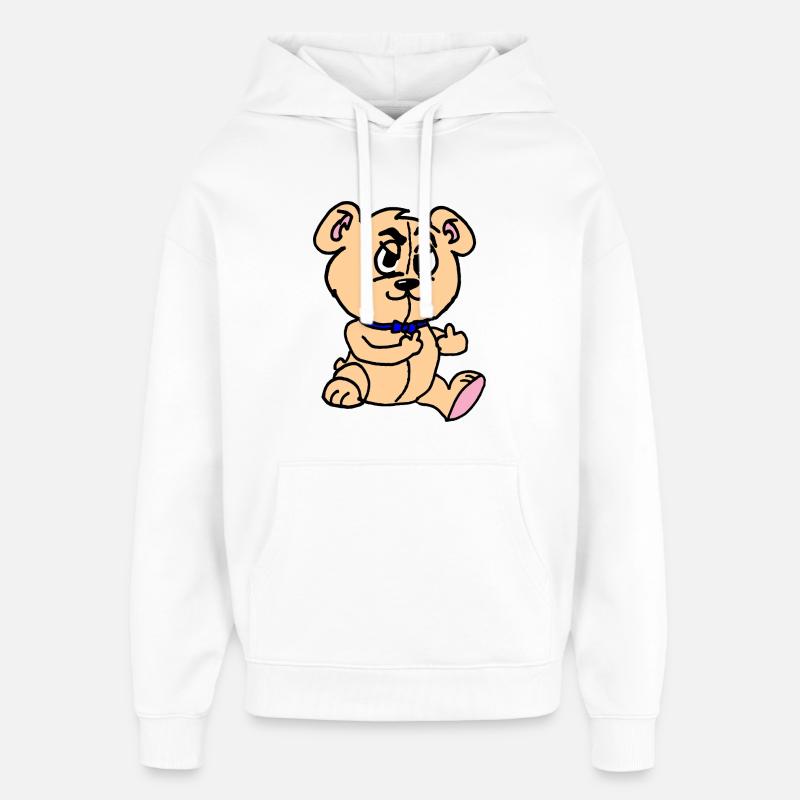 Chiot mignon avec collier bleu - Sweat à capuche unisexe Stanley/Stella Oversized - blanc