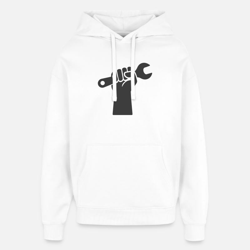 Clé à main forte icône - Sweat à capuche unisexe Stanley/Stella Oversized - blanc