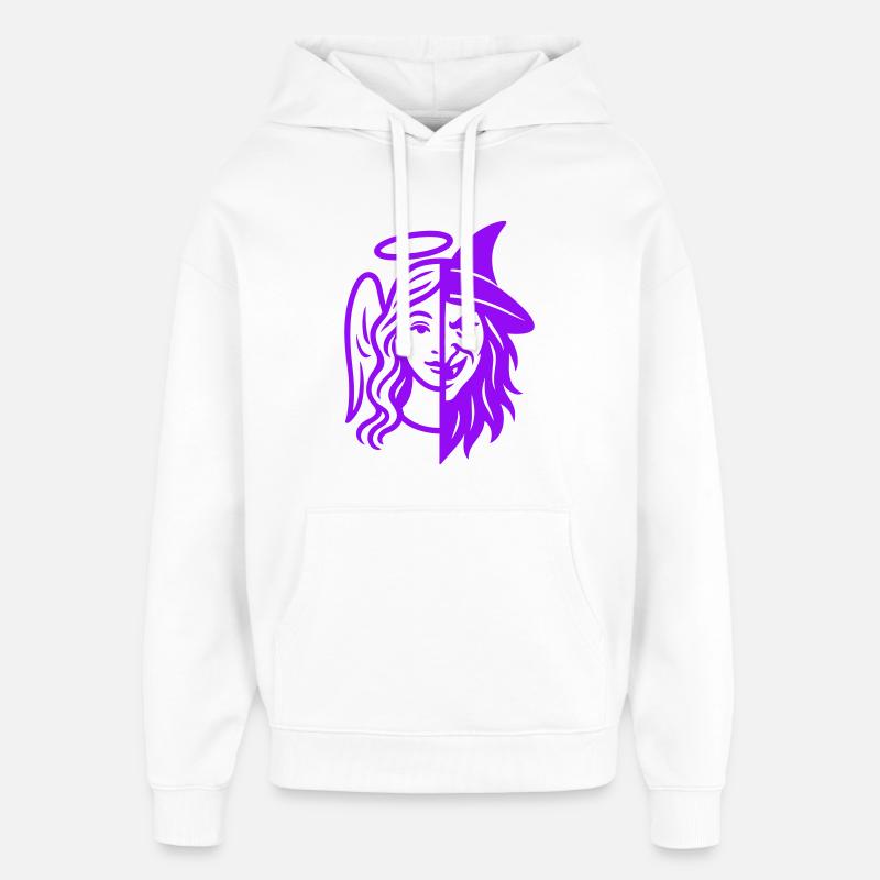 Silhouette Ange Sorcière Dualité - Sweat à capuche unisexe Stanley/Stella Oversized - blanc