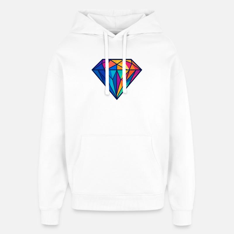 Geometrischer Diamant | Bunt / Regenbogen Design - Oversized Unisex Hoodie von Stanley/Stella - Weiß