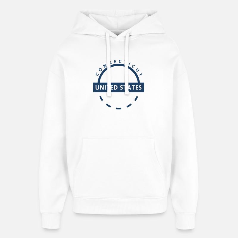 Emblème de l’État du Connecticut - Sweat à capuche unisexe Stanley/Stella Oversized - blanc