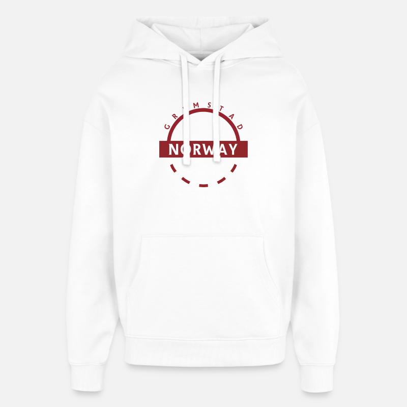 Grimstad Norwegen Rundes Abzeichen - Oversized Unisex Hoodie von Stanley/Stella - Weiß