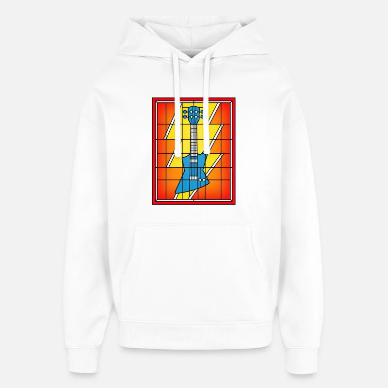Guitare bleue vitral - Sweat à capuche unisexe Stanley/Stella Oversized - blanc