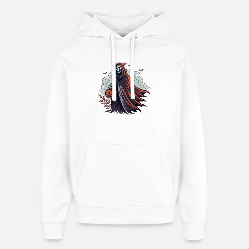 Faucheuse d'Halloween avec citrouille - Sweat à capuche unisexe Stanley/Stella Oversized - blanc