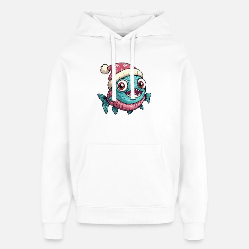 Noël de poisson piranha - Sweat à capuche unisexe Stanley/Stella Oversized - blanc