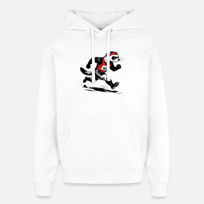 Furet courant en rouge - Sweat à capuche unisexe Stanley/Stella Oversized - blanc