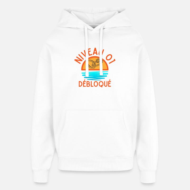 Niveau 01 Débloqué, une touche créative et joyeuse - Sweat à capuche unisexe Stanley/Stella Oversized - blanc
