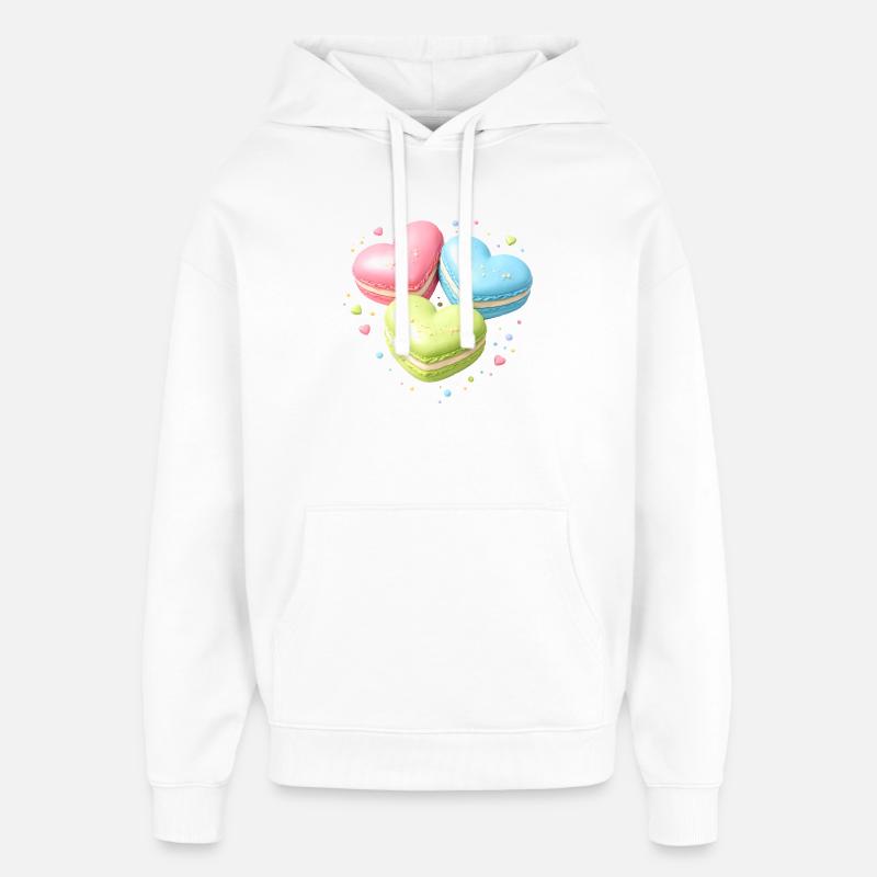 Macarons in Heart Shape Pastel Gift - Oversized Unisex Hoodie by Stanley/Stella - white