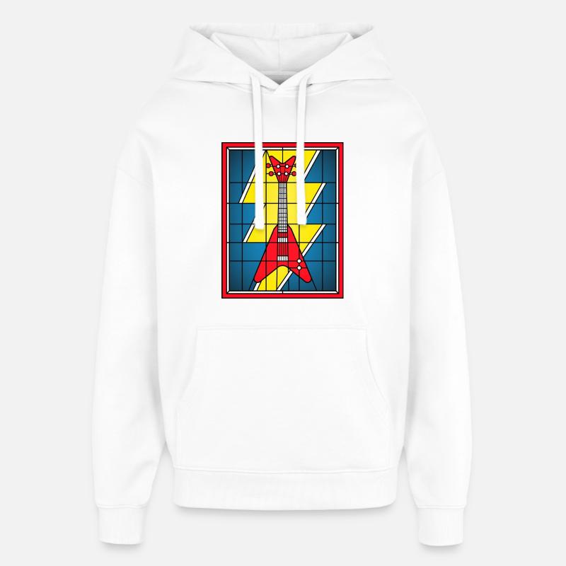 Guitare en vitrail avec éclair - Sweat à capuche unisexe Stanley/Stella Oversized - blanc