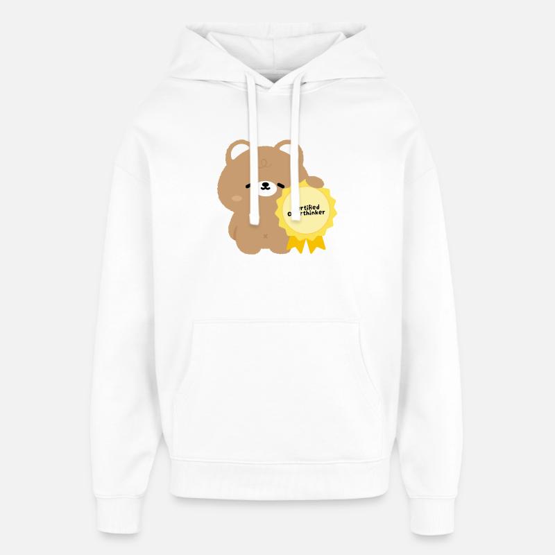 Kawaii Bear Certified Overthinker - Sweat à capuche unisexe Stanley/Stella Oversized - blanc
