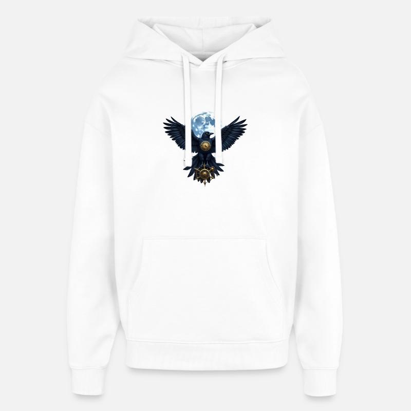 Steampunk Luna Raven avec gouvernail - Sweat à capuche unisexe Stanley/Stella Oversized - blanc