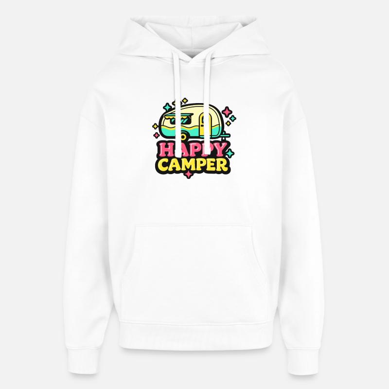 Camping-car rétro joyeux - Sweat à capuche unisexe Stanley/Stella Oversized - blanc