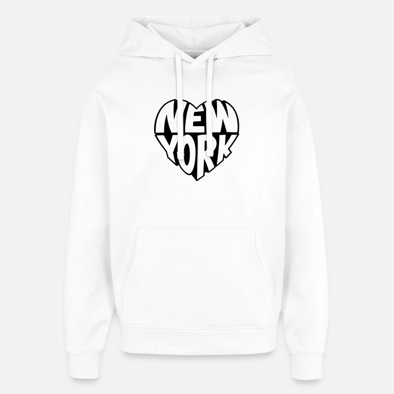 New York angular heart - Oversized Unisex Hoodie by Stanley/Stella - white