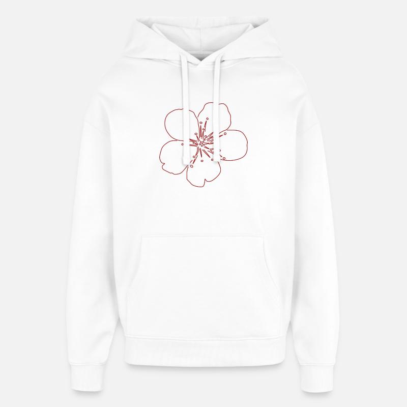 Croquis de la fleur de cerisier - Sweat à capuche unisexe Stanley/Stella Oversized - blanc