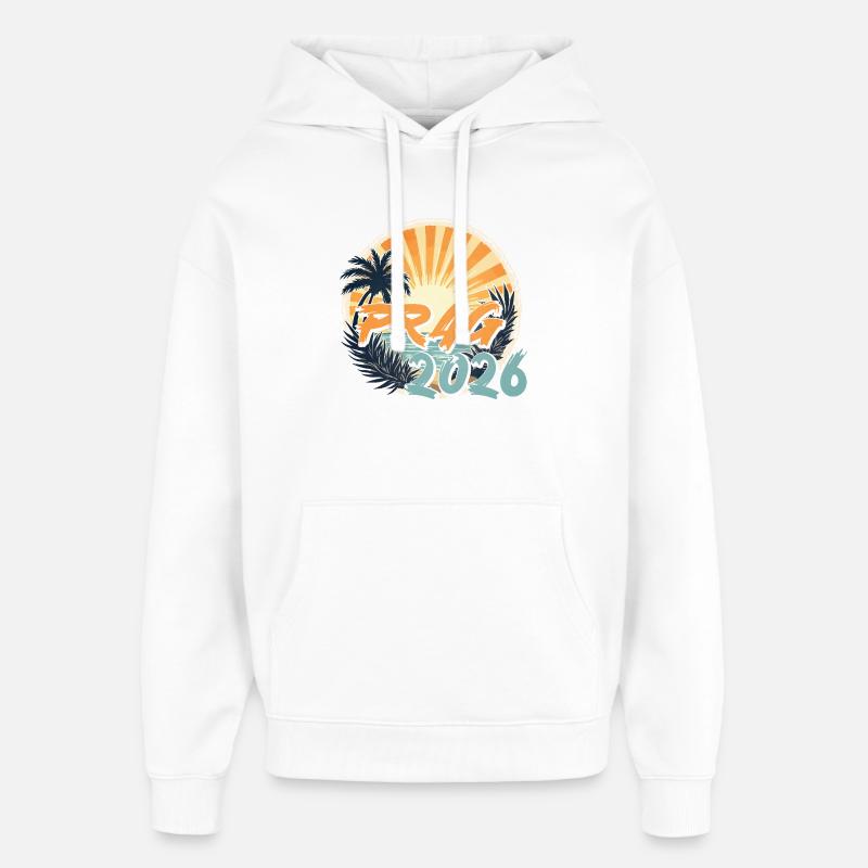 Prague 2026 - Sweat à capuche unisexe Stanley/Stella Oversized - blanc