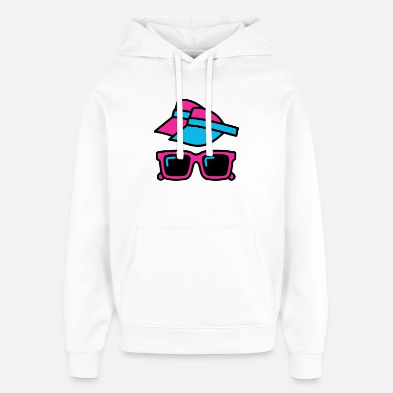 80er Sonnenblende Brille Set - Oversized Unisex Hoodie von Stanley/Stella - Weiß