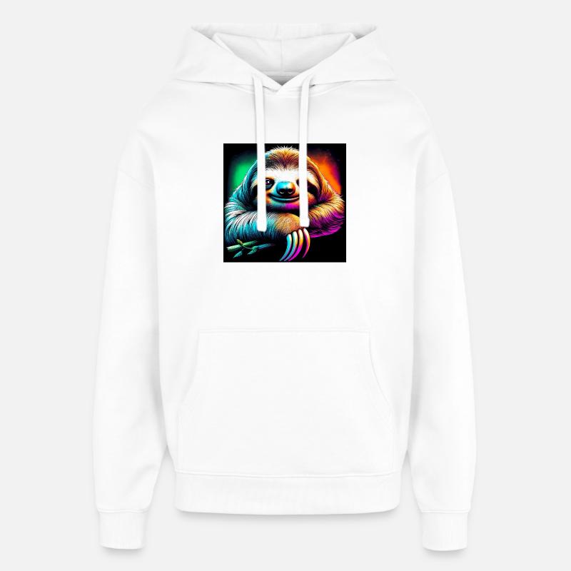 sloth - Oversized Unisex Hoodie by Stanley/Stella - white