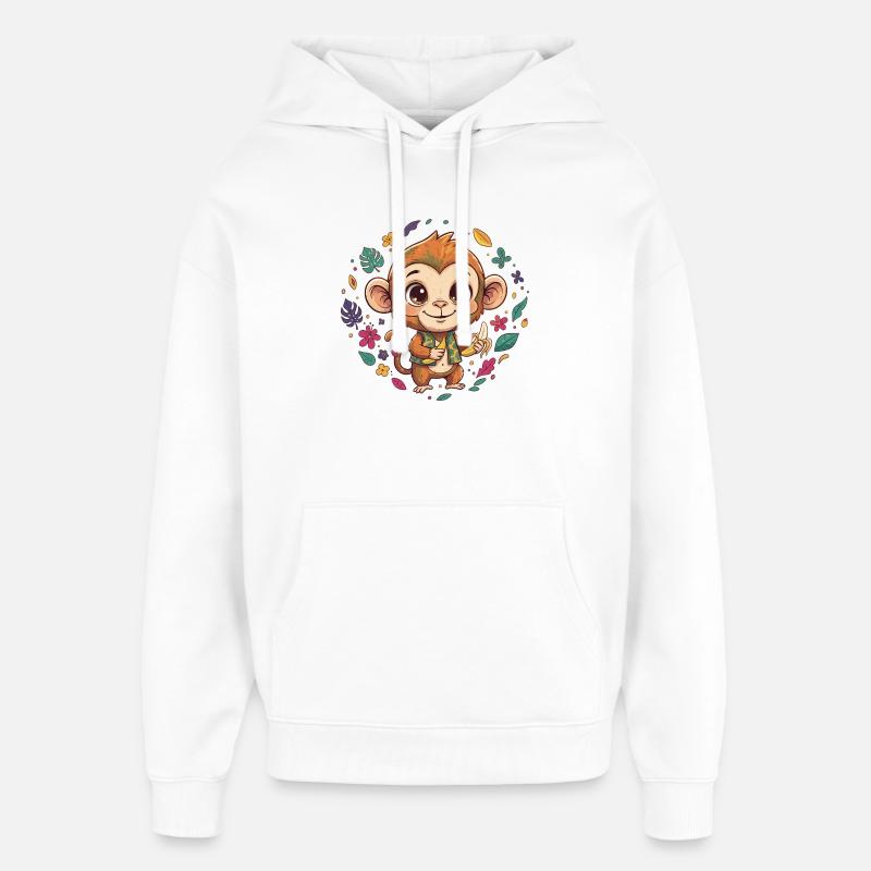 Tropischer Affe mit Banane - Oversized Unisex Hoodie von Stanley/Stella - Weiß