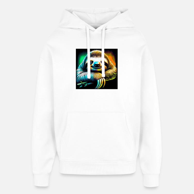 sloth - Oversized Unisex Hoodie by Stanley/Stella - white