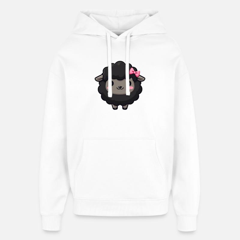 Mouton noir - Sweat à capuche unisexe Stanley/Stella Oversized - blanc