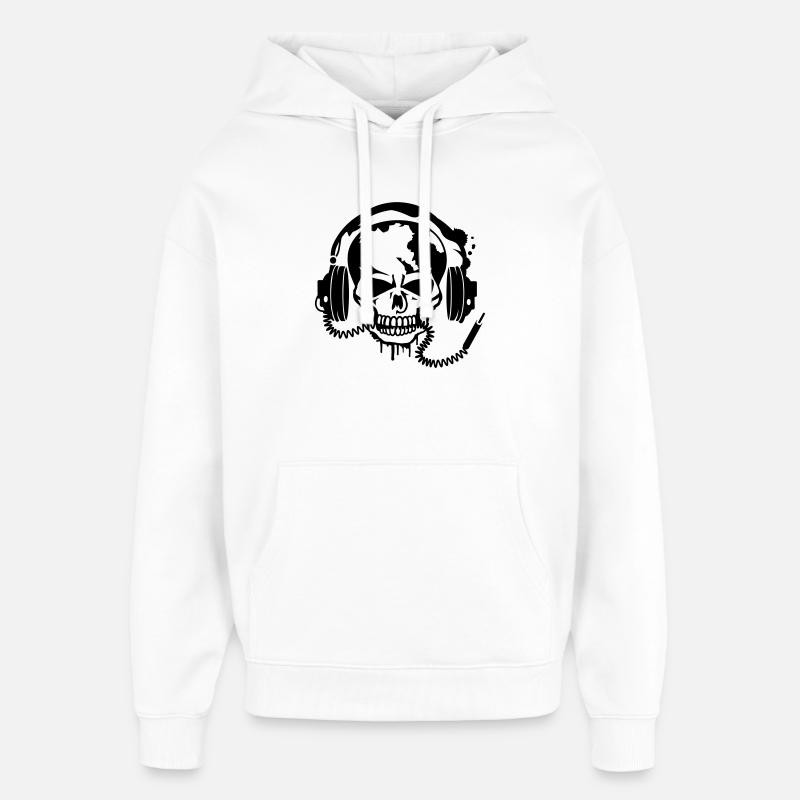 Un crâne avec un casque - Sweat à capuche unisexe Stanley/Stella Oversized - blanc