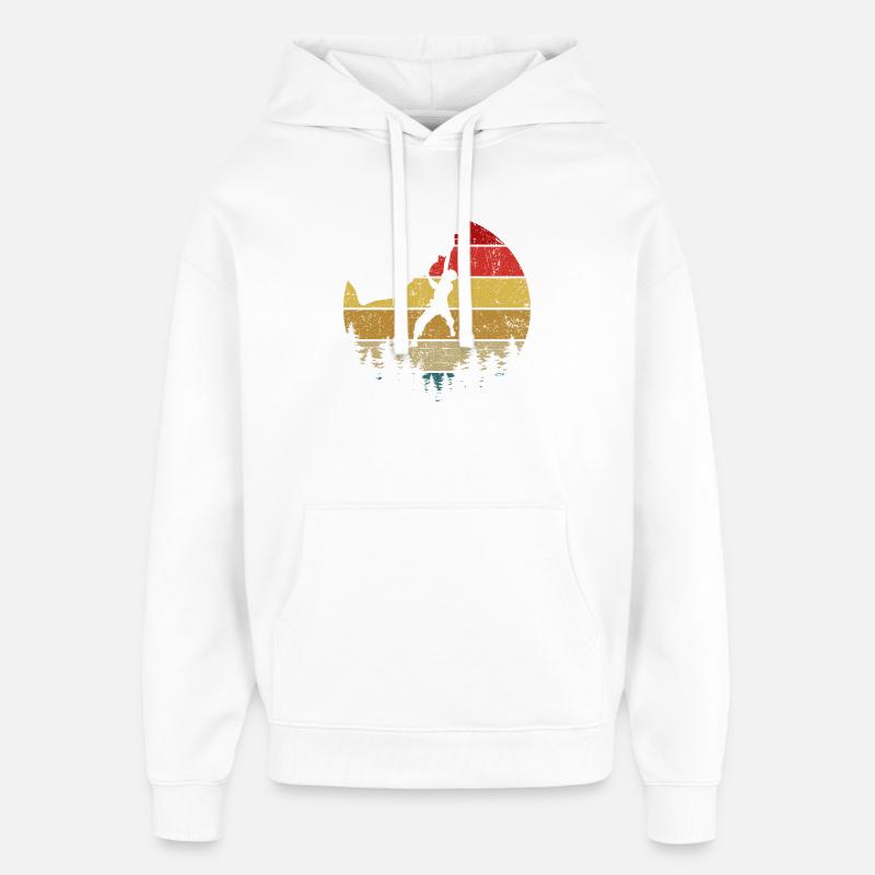 Grimpeur Sunset Silhouette Rétro - Sweat à capuche unisexe Stanley/Stella Oversized - blanc