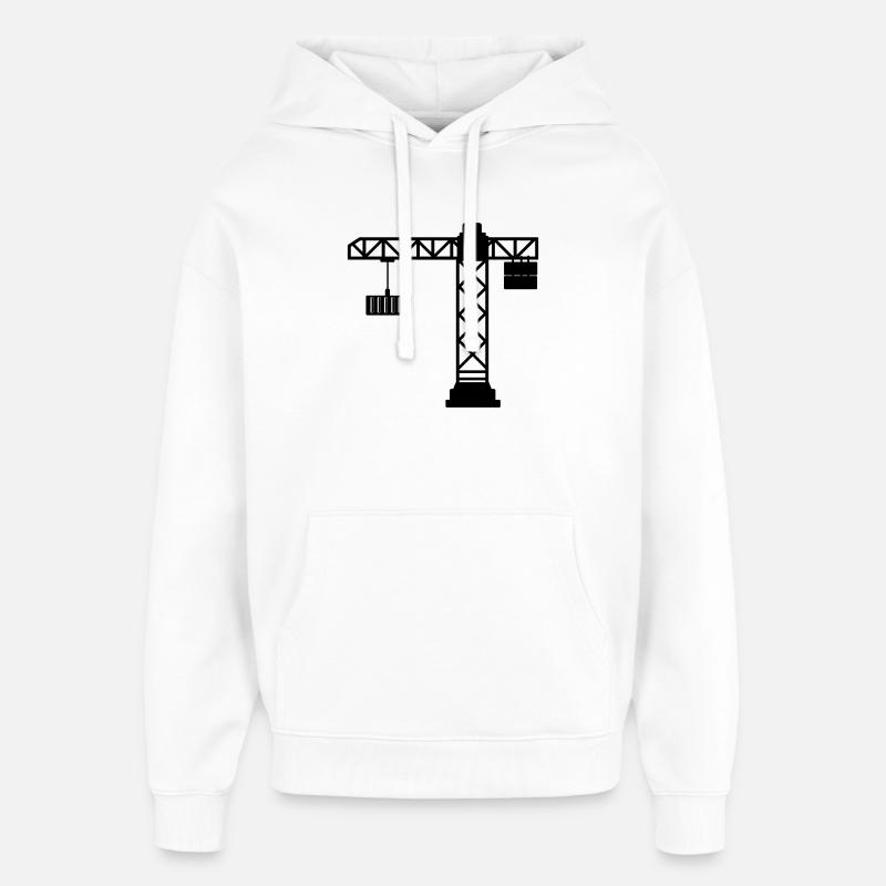 Grue avec conteneur maritime - Sweat à capuche unisexe Stanley/Stella Oversized - blanc