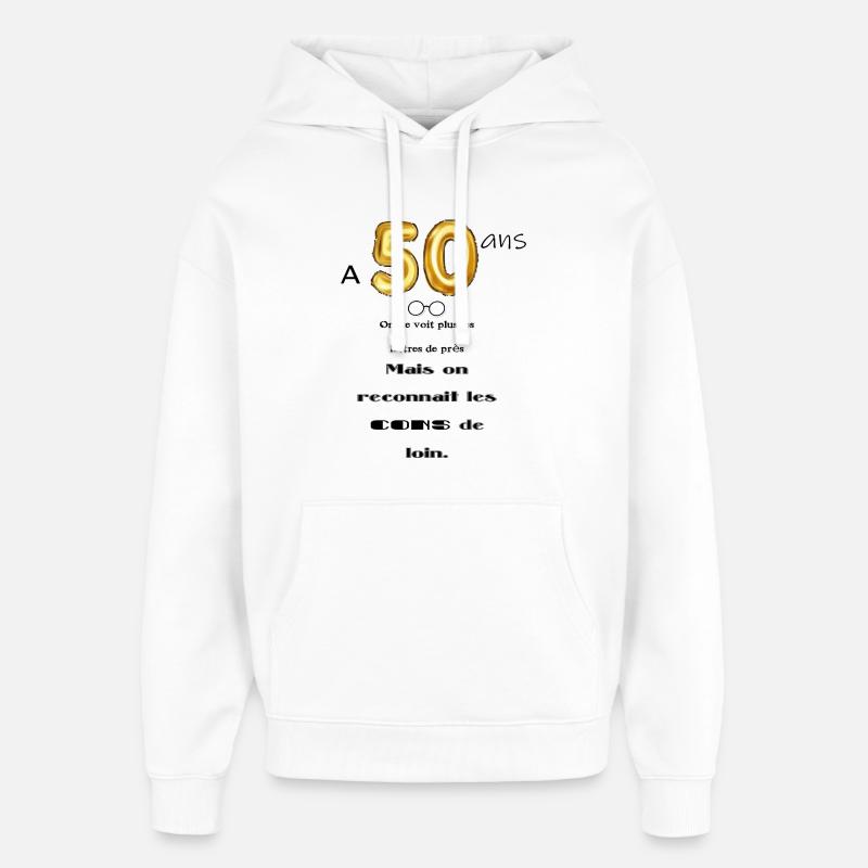 50 ans - Sweat à capuche unisexe Stanley/Stella Oversized - blanc