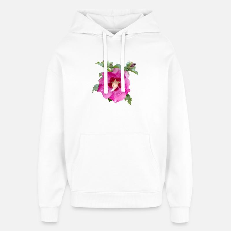 HIBISCUS ROSE - Sweat à capuche unisexe Stanley/Stella Oversized - blanc