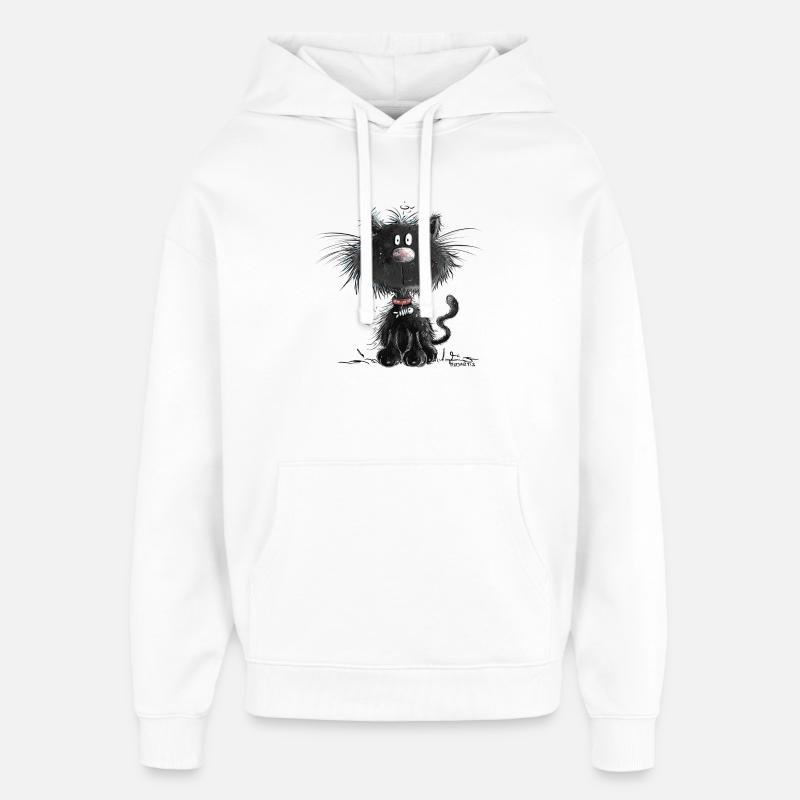 Droll Black Cat - Sweat à capuche unisexe Stanley/Stella Oversized - blanc