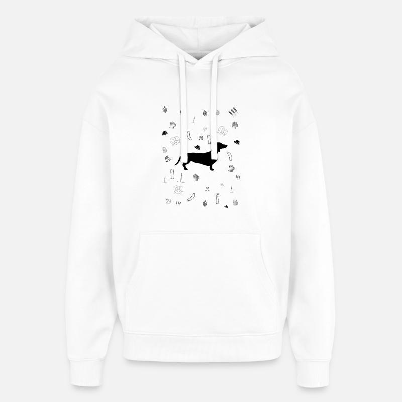 Münchner Lebensfreude: Dackel, Bier & Brezeln - Oversized Unisex Hoodie von Stanley/Stella - Weiß