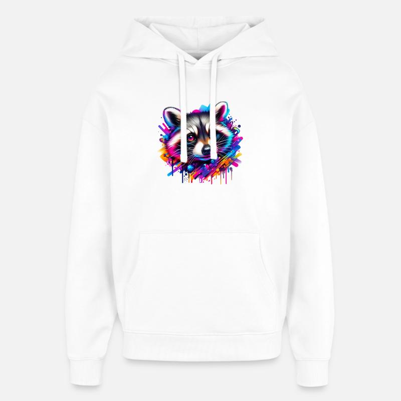 Raton laveur - Sweat à capuche unisexe Stanley/Stella Oversized - blanc