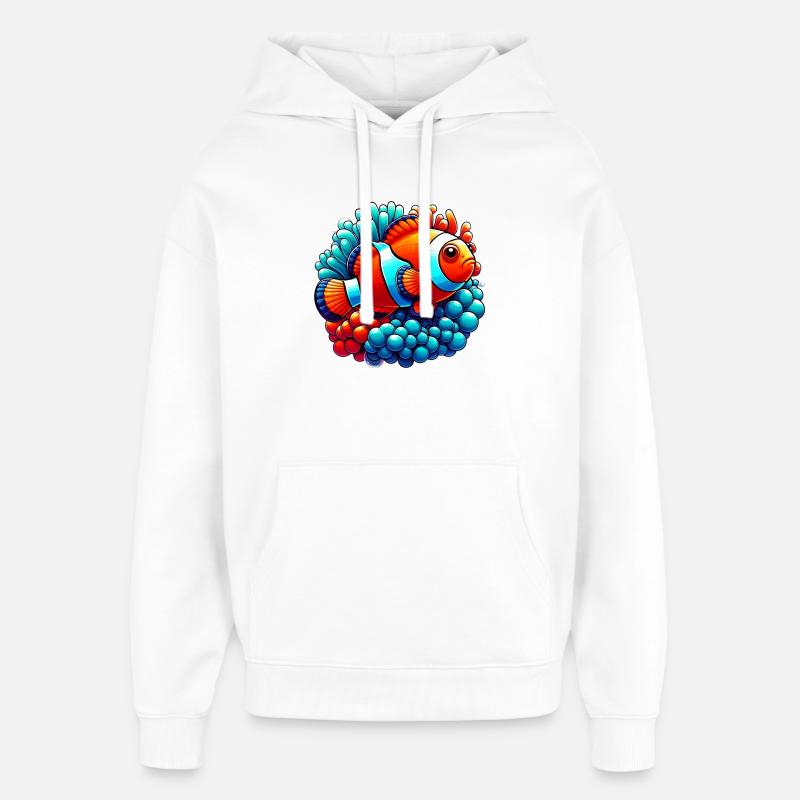 Poisson-clown - Sweat à capuche unisexe Stanley/Stella Oversized - blanc