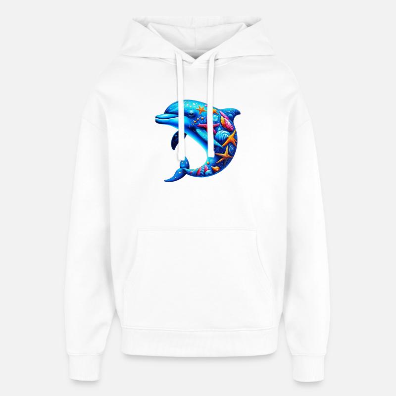 Dolphin - Oversized Unisex Hoodie by Stanley/Stella - white