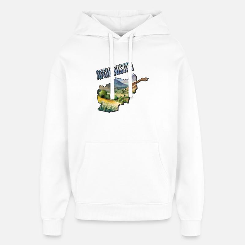 Carte à l’aquarelle de l’Afghanistan - Sweat à capuche unisexe Stanley/Stella Oversized - blanc