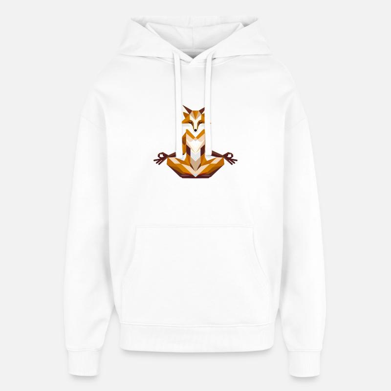 renard géométrique en méditation - Sweat à capuche unisexe Stanley/Stella Oversized - blanc