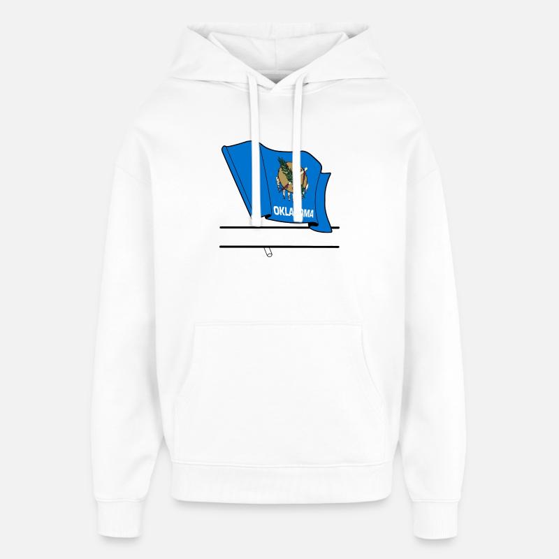 Bannière de texte Flag Oklahoma - Sweat à capuche unisexe Stanley/Stella Oversized - blanc