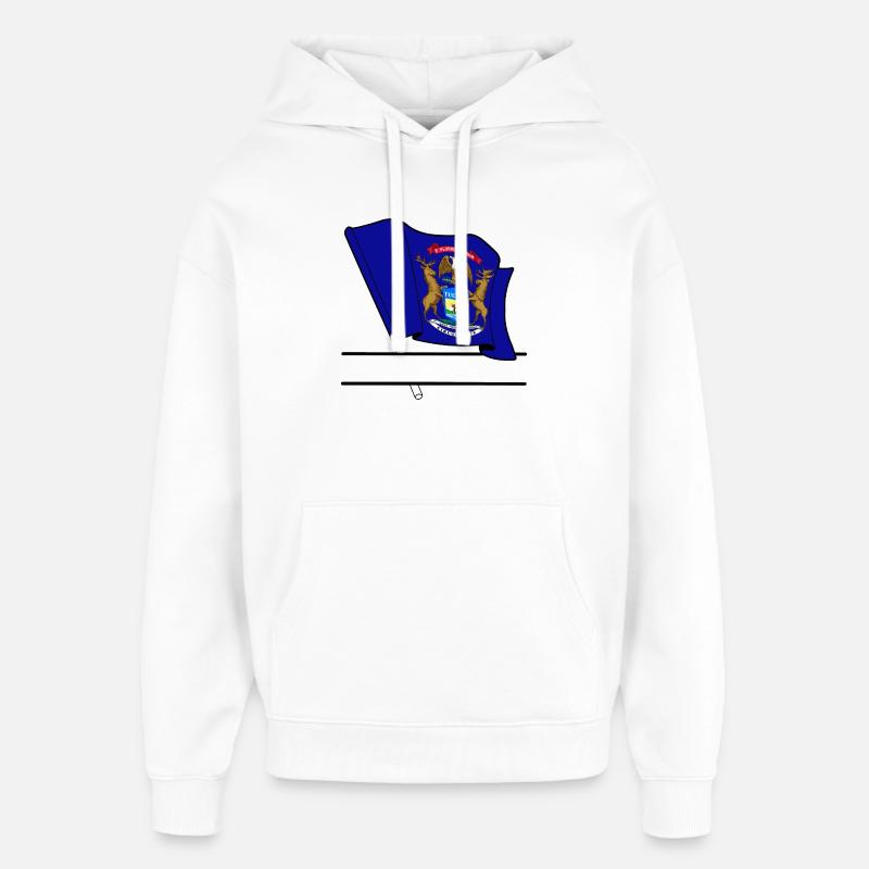 Bannière de texte Flag Michigan - Sweat à capuche unisexe Stanley/Stella Oversized - blanc