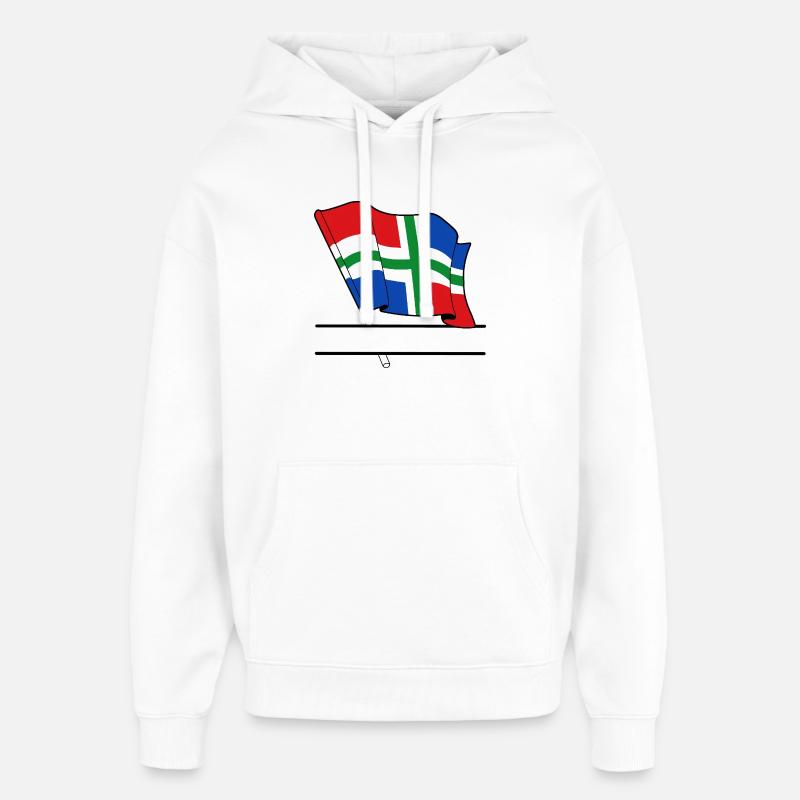 Drapeau Groningue bannière de texte - Sweat à capuche unisexe Stanley/Stella Oversized - blanc