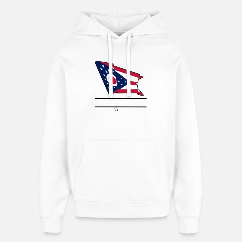 Bannière de texte Flag Ohio - Sweat à capuche unisexe Stanley/Stella Oversized - blanc
