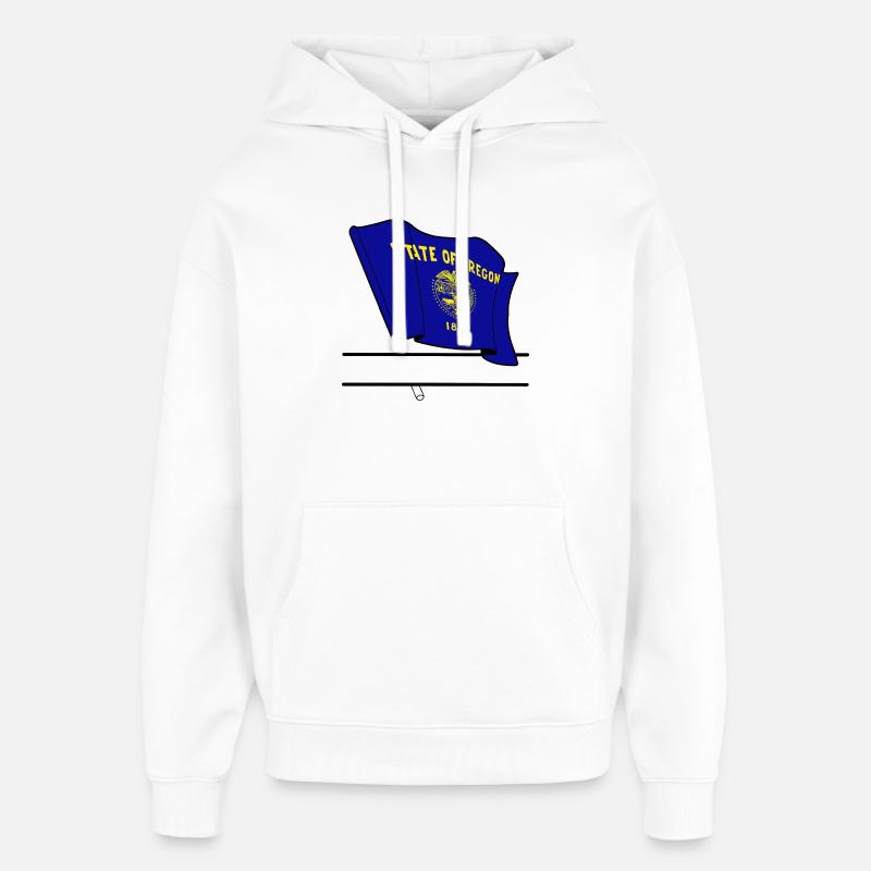 Drapeau Oregon texte bannière - Sweat à capuche unisexe Stanley/Stella Oversized - blanc