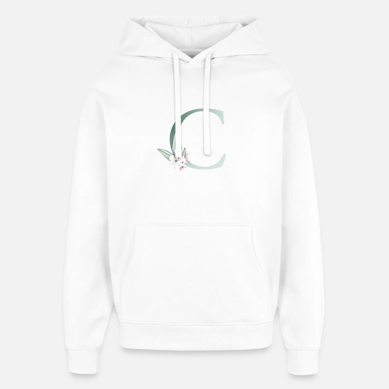 C Monogramme, Floral, Personnalisable - Sweat à capuche unisexe Stanley/Stella Oversized - blanc
