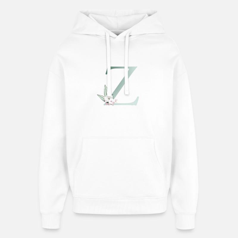 Z Monogram, Floral, Personnalisable - Sweat à capuche unisexe Stanley/Stella Oversized - blanc