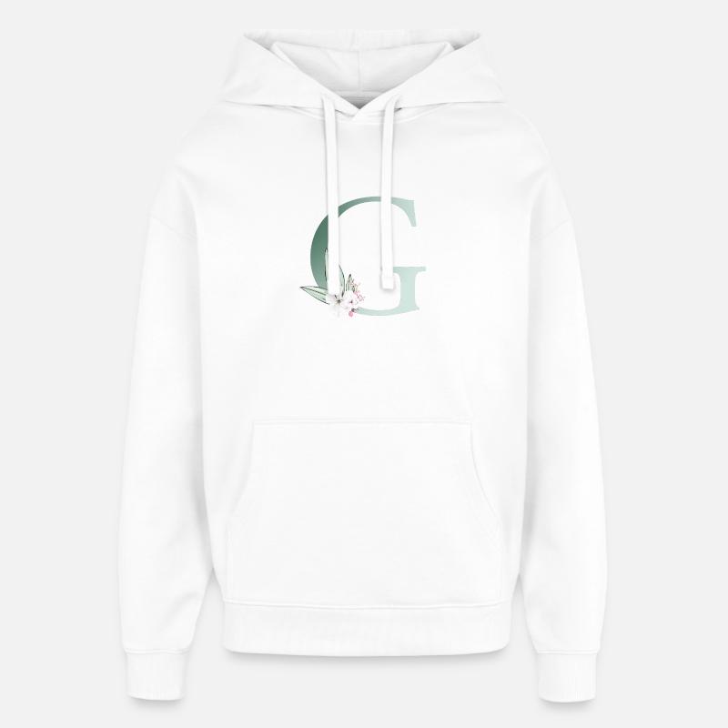 G Monogram, Floral, Personnalisable - Sweat à capuche unisexe Stanley/Stella Oversized - blanc